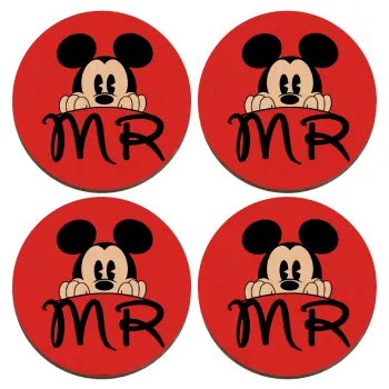 Mikey Mr, ΣΕΤ x4 Σουβέρ ξύλινα στρογγυλά plywood (9cm)