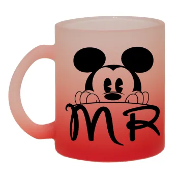 Mikey Mr, Κούπα γυάλινη δίχρωμη με βάση το κόκκινο ματ, 330ml