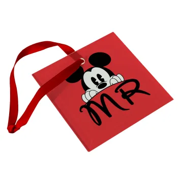 Mikey Mr, Στολίδι Χριστουγεννιάτικο στολίδι γυάλινο τετράγωνο 9x9cm