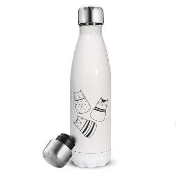Cute cats, Metal mug thermos White (Stainless steel), double wall, 500ml