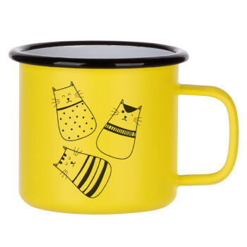 Cute cats, Κούπα Μεταλλική εμαγιέ ΜΑΤ Κίτρινη 360ml
