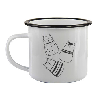 Cute cats, Κούπα εμαγιέ με μαύρο χείλος 360ml