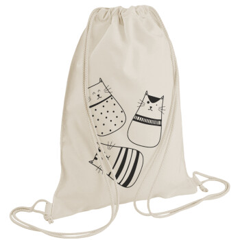 Cute cats, Backpack bag GYMBAG natural (28x40cm)