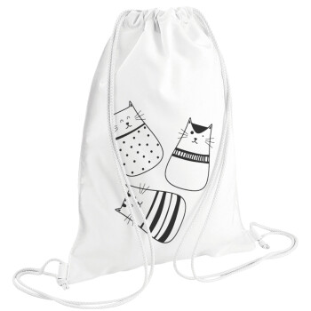 Cute cats, Τσάντα πλάτης πουγκί GYMBAG λευκή (28x40cm)