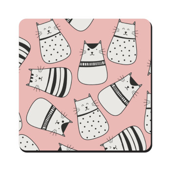 Cute cats, Τετράγωνο μαγνητάκι ξύλινο 9x9cm