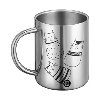 Cute cats, Ανοξείδωτη Μεταλλική Κούπα 450ml - Διπλού Τοιχώματος