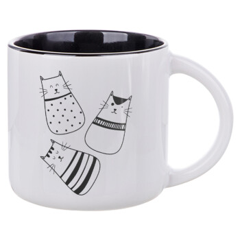 Cute cats, Κούπα κεραμική 400ml Λευκή/Μαύρη