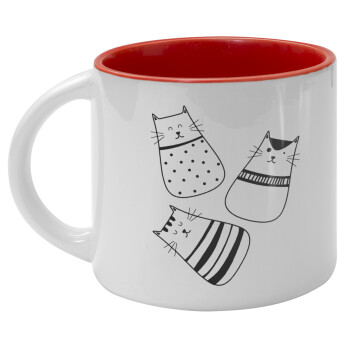 Cute cats, Κούπα κεραμική 400ml Λευκή/Κόκκινη