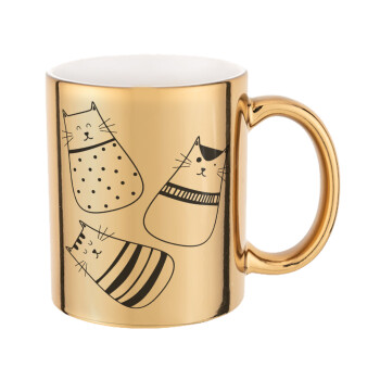 Cute cats, Mug ceramic, gold mirror, 330ml