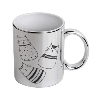Cute cats, Mug ceramic, silver mirror, 330ml