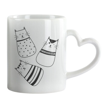Cute cats, Mug heart handle, ceramic, 330ml
