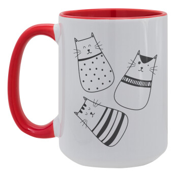 Cute cats, Κούπα Mega 15oz, κεραμική Κόκκινη, 450ml