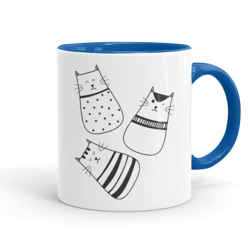 Cute cats, Mug colored blue, ceramic, 330ml