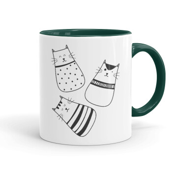 Cute cats, Mug colored green, ceramic, 330ml