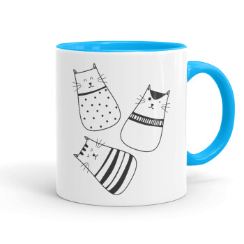 Cute cats, Mug colored light blue, ceramic, 330ml