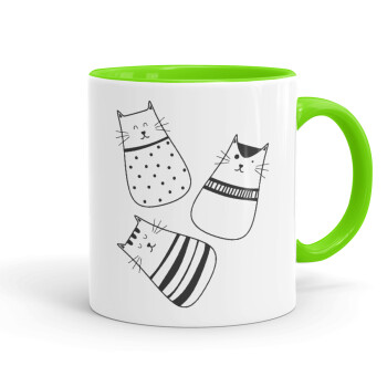 Cute cats, Mug colored light green, ceramic, 330ml