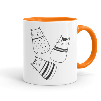 Cute cats, Mug colored orange, ceramic, 330ml