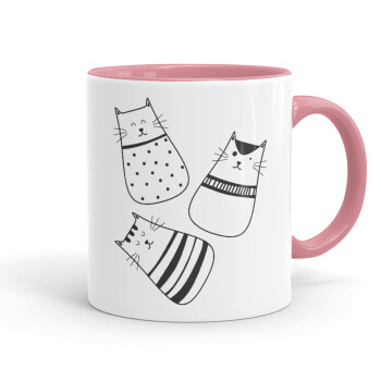 Cute cats, Mug colored pink, ceramic, 330ml