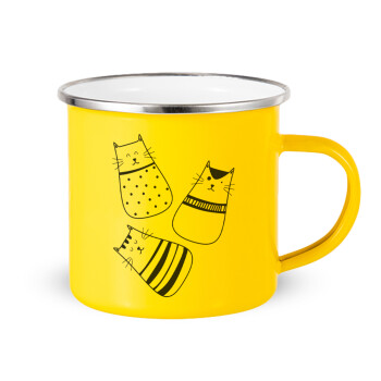 Cute cats, Yellow Enamel Metallic Cup 360ml