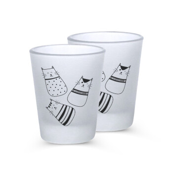 Cute cats, Σφηνοπότηρα γυάλινα 45ml του πάγου (2 τεμάχια)