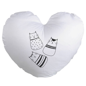 Cute cats, Μαξιλάρι καναπέ καρδιά 40x40cm περιέχεται το  γέμισμα