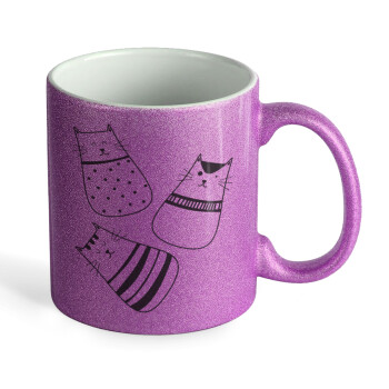 Cute cats, Κούπα Μωβ Glitter που γυαλίζει, κεραμική, 330ml