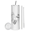 Tumbler stainless steel 600ml, with metal straw & cleaning brush
