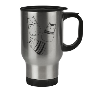 Cute cats, Stainless steel travel mug with lid, double wall 450ml