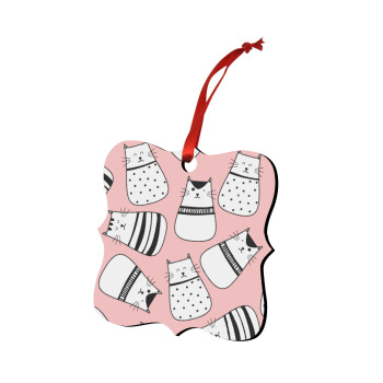 Cute cats, Christmas ornament polygon wooden 7.5cm
