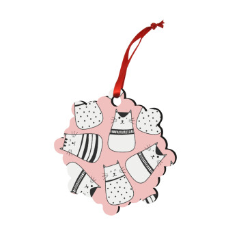 Cute cats, Christmas ornament snowflake wooden 7.5cm