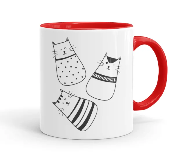 Cute cats — Mug colored red, ceramic, 330ml
