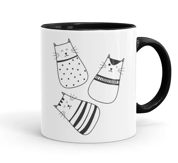 Cute cats — Κούπα χρωματιστή μαύρη, κεραμική, 330ml