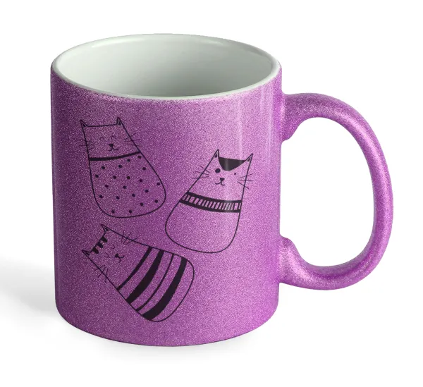Cute cats — Κούπα Μωβ Glitter που γυαλίζει, κεραμική, 330ml