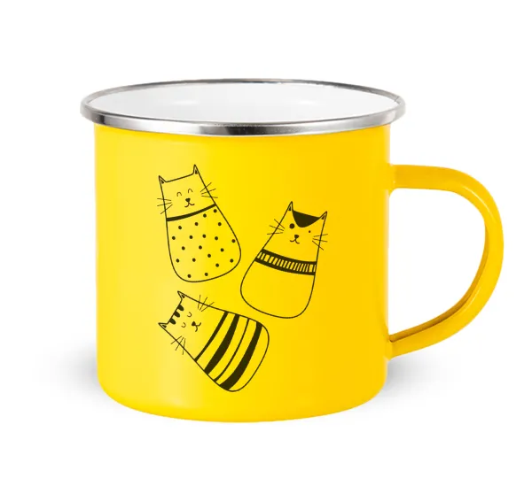 Cute cats — Yellow Enamel Metallic Cup 360ml