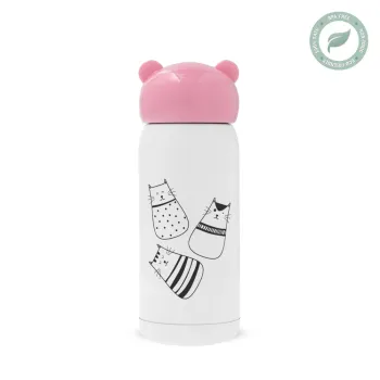 Cute cats, Ροζ ανοξείδωτο παγούρι θερμό (Stainless steel), 320ml