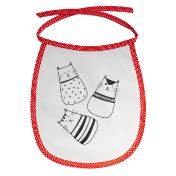 Cute cats, Σαλιάρα μωρού αλέκιαστη με κορδόνι Κόκκινη