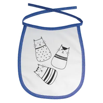 Cute cats, Σαλιάρα μωρού αλέκιαστη με κορδόνι Μπλε