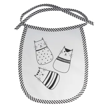 Cute cats, Σαλιάρα μωρού αλέκιαστη με κορδόνι Μαύρη