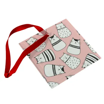 Cute cats, Christmas ornament, glass square ornament 9x9cm