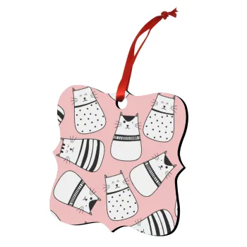 Cute cats, Christmas ornament polygon wooden 7.5cm