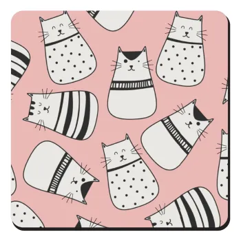 Cute cats, Τετράγωνο μαγνητάκι ξύλινο 9x9cm