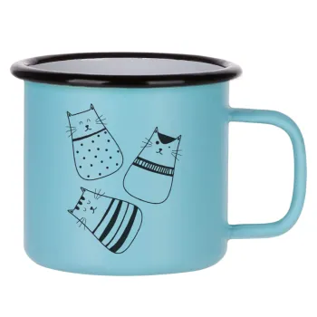 Cute cats, Κούπα Μεταλλική εμαγιέ ΜΑΤ σιέλ 360ml