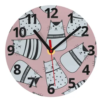 Cute cats, Ρολόι τοίχου γυάλινο (20cm)