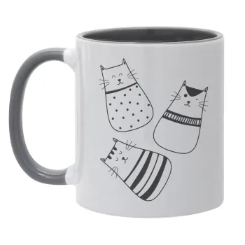 Cute cats, Κούπα χρωματιστή γκρι, κεραμική, 330ml