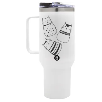 Cute cats, Mega Tumbler με καπάκι, διπλού τοιχώματος (θερμό) 1,2L