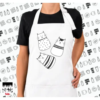 Cute cats, Ποδιά μακριά Σεφ ολόσωμη με τσέπες white (ΕΝΗΛΙΚΩΝ)