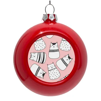 Cute cats, Red Christmas tree ornament bauble 8cm