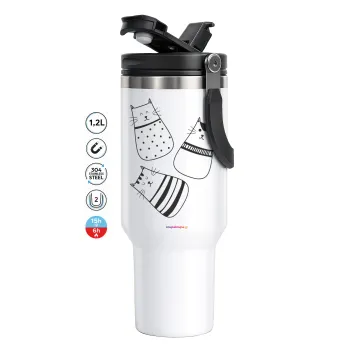Cute cats, Mega Stainless steel Tumbler with lid, double wall 1,2L