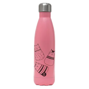Cute cats, Metal mug thermos Pink Mat (Stainless steel), double wall, 500ml