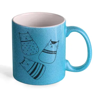Cute cats, Κούπα Σιέλ Glitter που γυαλίζει, κεραμική, 330ml